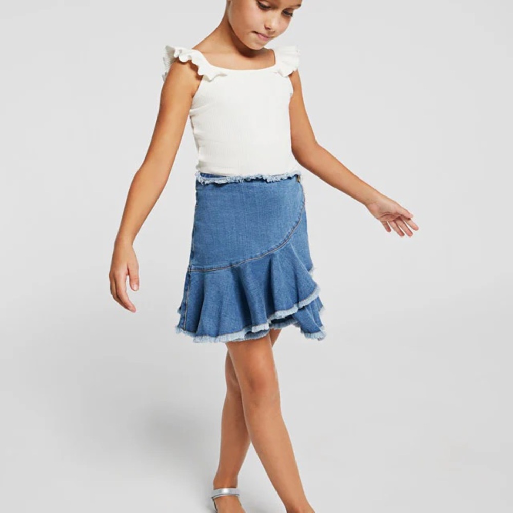 Size 10 Girls Mayoral Denim Ruffle Skirt